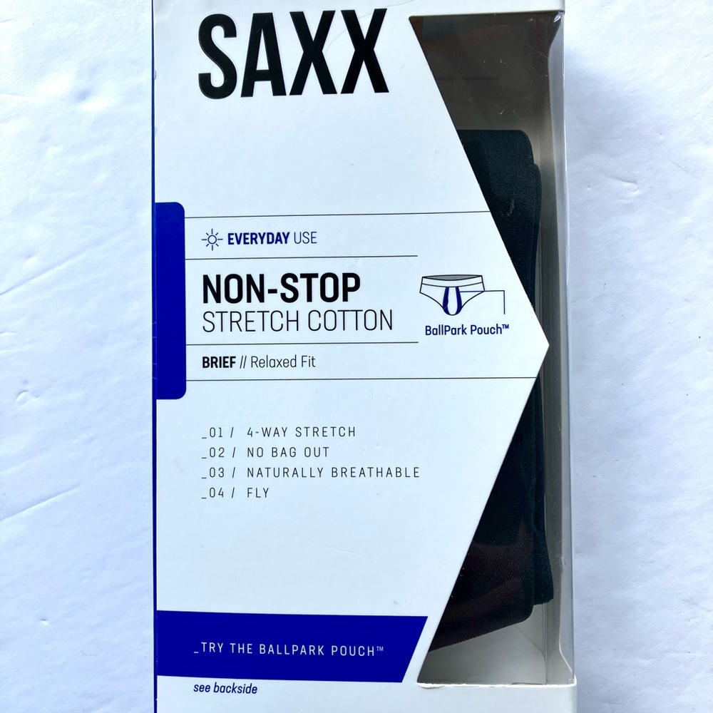 SAXX Non-Stop Stretch Cotton Brief Colour Black Mens Size Medium NWT